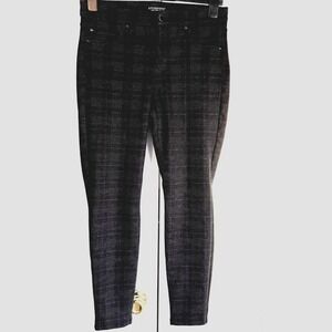 Liverpool Plaid Trousers Women 8P Black Grey LP2015Z85 Stretchy Dark Academia